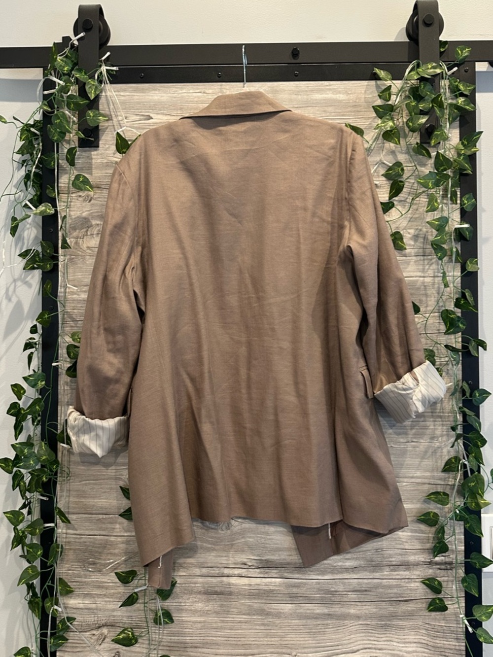 Anthropologie Maeve Linen Blend Taupe Longline Blazer Jacket - XL - Picture 5 of 5